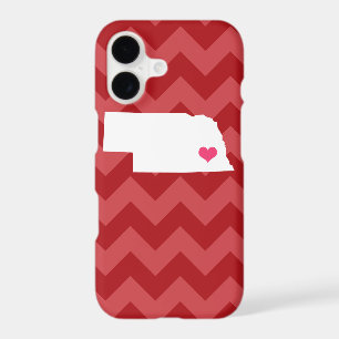 Personalized Modern Red Chevron Nebraska Heart