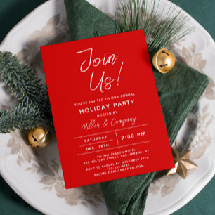 Personalized Modern Red Corporate Christmas Party Invitation