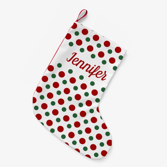 Personalized Modern Red Green Pattern Small Christmas Stocking (Front (Hanging))