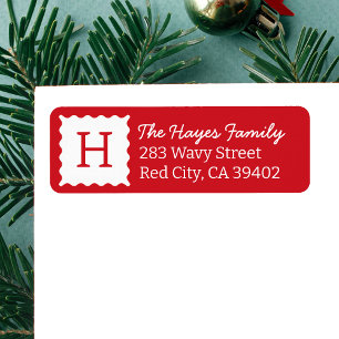 Personalized Modern Red Monogram Return Address