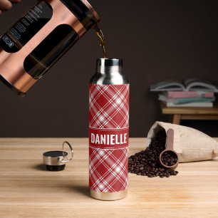Personalized Modern Red Striped Water Bottle
