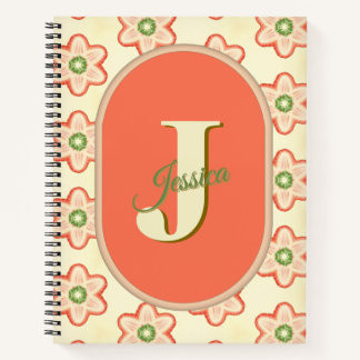 Personalized Modern Retro Monogram Notebook 