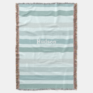 Personalized Modern Robin's Egg Striped Throw Blanket