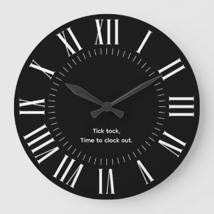Personalized Modern Roman Numerals Black and White Large Clock