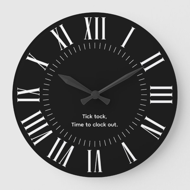 Personalized Modern Roman Numerals Black and White Large Clock (Front)