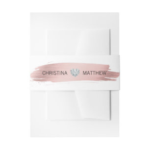Personalized Modern Rose Gold Foil Heart Wedding Invitation Belly Band