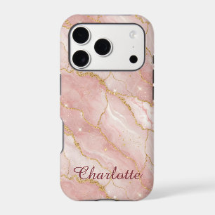 Personalized Modern Rose Quartz Marble Gold