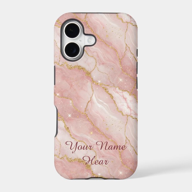 Personalized Modern Rose Quartz Marble Gold (Back)