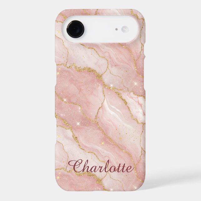 Personalized Modern Rose Quartz Marble Gold (Back)