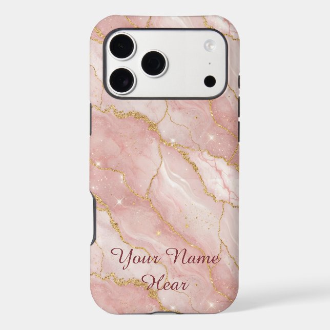 Personalized Modern Rose Quartz Marble Gold (Back)
