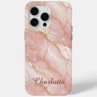 Personalized Modern Rose Quartz Marble Gold