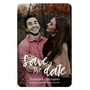 Personalized Modern Save the Date script Photo Magnet