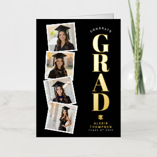 Personalized Modern School College Graduation Foil Greeting Card