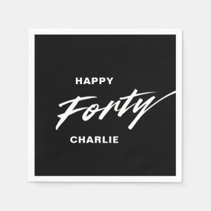 Personalized Modern Script 40th Birthday Napkin