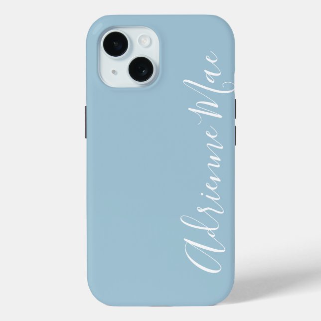 Personalized Modern Script Baby Blue Case-Mate iPhone Case (Back)