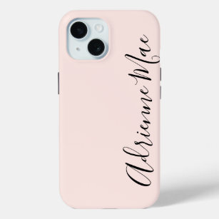 Personalized Modern Script Baby Pink iPhone 15 Case