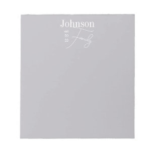 Personalized Modern Script Family Name Notepad