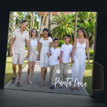 Personalized Modern script Family Vacation Photo Plaque<br><div class="desc">Capture the joy of your family getaway with this Personalized Modern Script Family Vacation Photo Plaque! A timeless keepsake, this plaque beautifully showcases your favourite vacation memory with elegant script detailing your family name and trip details. Whether it’s a beach escape, mountain retreat, or city adventure, this custom plaque turns...</div>