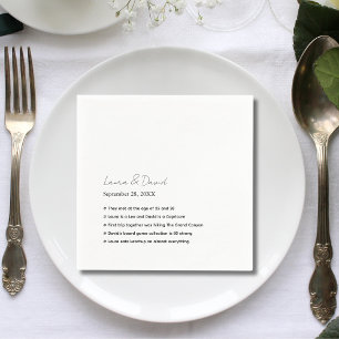 Personalized Modern Script Fun Facts Wedding Paper Napkin