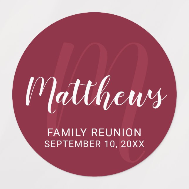 Personalized Modern Script Monogram & Family Name  (Design 1)