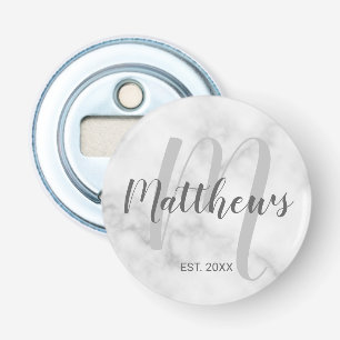 Personalized Modern Script Monogram & Family Name Bottle Opener