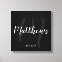 Personalized Modern Script Monogram & Family Name