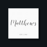 Personalized Modern Script Monogram & Family Name Canvas Print<br><div class="desc">Personalized Monogram and Family Name Gift featuring family name in grey modern script font style and monogram in light grey modern script font style as background with established year in grey sans serif font style on white background. Perfect as gift for newlyweds, holiday gift for family, family reunion favours and...</div>