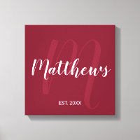 Personalized Modern Script Monogram & Family Name