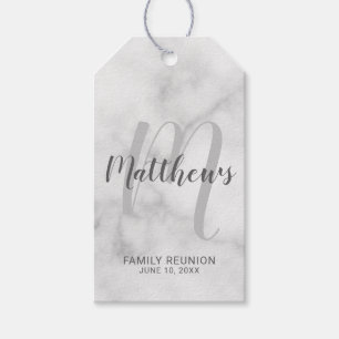 Personalized Modern Script Monogram & Family Name Gift Tags