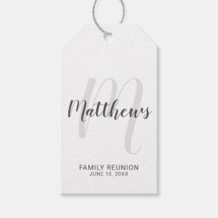 Personalized Modern Script Monogram & Family Name Gift Tags