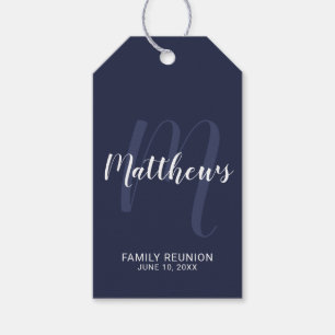 Personalized Modern Script Monogram & Family Name Gift Tags