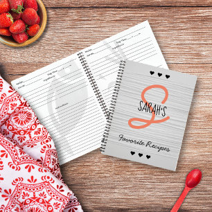 Personalized Modern Script Monogram Recipe Notebook