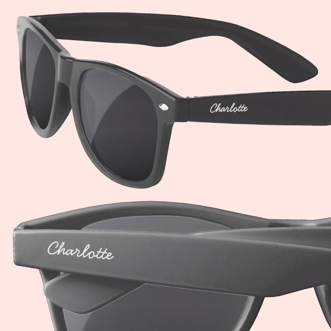 Personalized Modern Script Name Sunglasses (Personalized custom name modern script typography sunglasses)