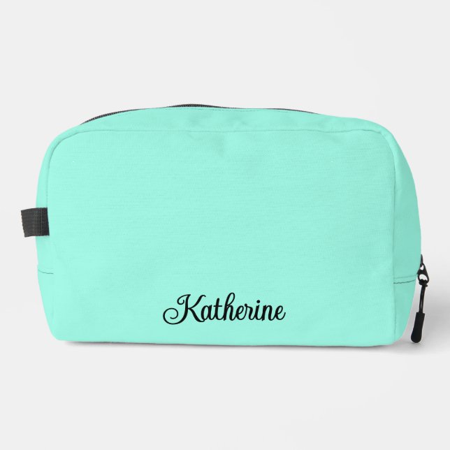 Personalized Modern Script Turquoise Toiletry Bag (Front)