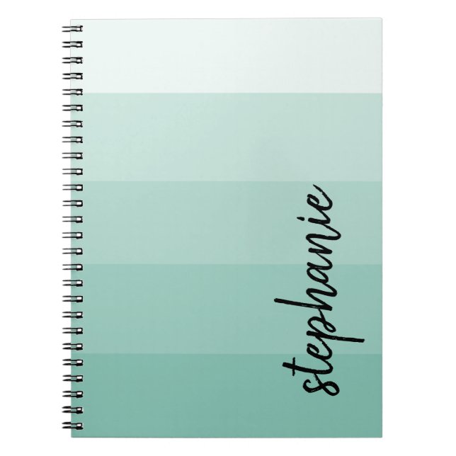 Personalized Modern Signature Colour Block Aqua Notebook (Front)