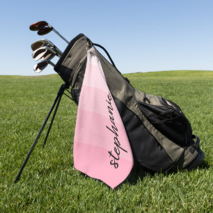 Personalized Modern Signature Pink Colour Block Go Golf Towel