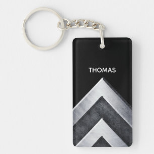 Personalized Modern Silver Metal Pattern Keychain