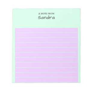 Personalized Modern Simple Pastel Coloured Lined Notepad