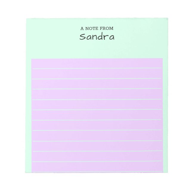Personalized Modern Simple Pastel Coloured Lined Notepad (Front)