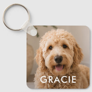 Personalized Modern Simple Pet Photo Keychain