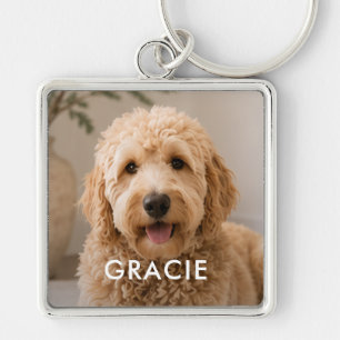 Personalized Modern Simple Pet Photo Keychain