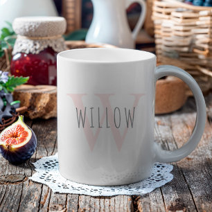 Personalized Modern Simple PinkMonogram Coffee Mug