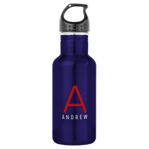 Personalized Modern Simple Red White Blue Monogram 532 Ml Water Bottle