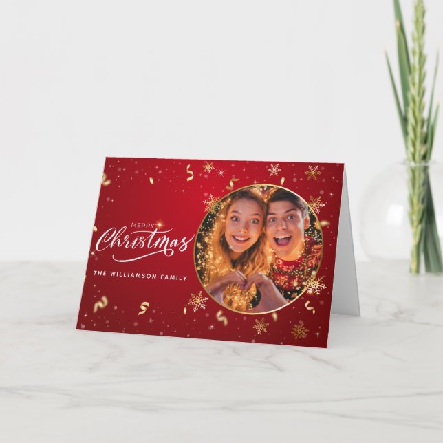 Personalized Modern Single Photo Christmas Card (Front)