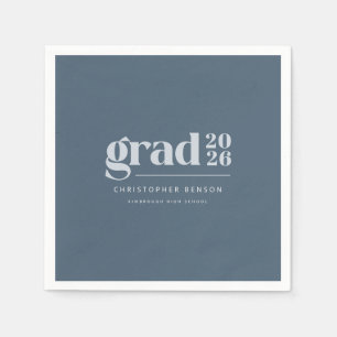 Personalized Modern Slate Blue 2026 Graduation Napkin