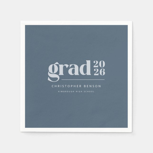 Personalized Modern Slate Blue 2026 Graduation Napkin (Front)