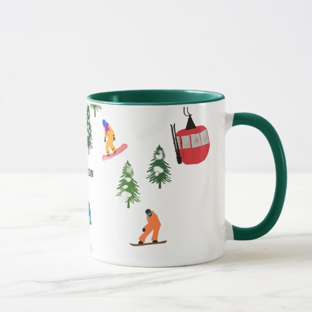 Personalized Modern Snowboarder Snowboarding  Mug (Right)