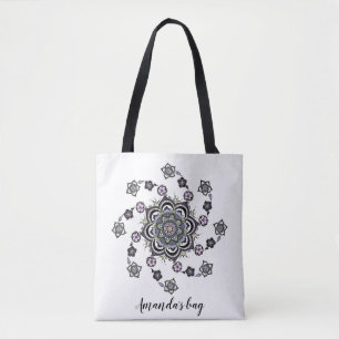 Personalized Modern spiral flower mandala Tote Bag