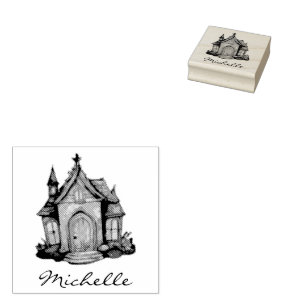 Personalized Modern Spooky vintage Haunted house   Rubber Stamp
