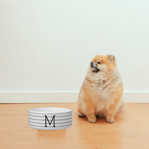 Personalized Modern Stripe Custom Initial Pet Bowl